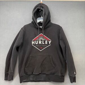 Hurley‎ Hoodie Adult Medium Black Sweater Graphic Logo Drawstring Beach